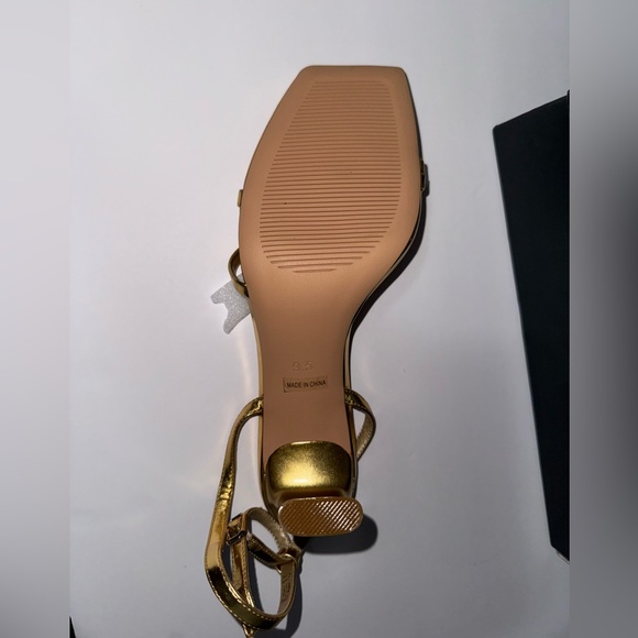 Modatope Gold heels for Women Sandals Square Open Toe Chunky High Heels Strappy - Picture 3 of 6